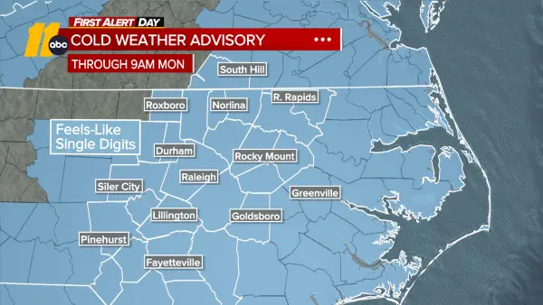 Cold Weather Advisory Issued for Central North Carolina