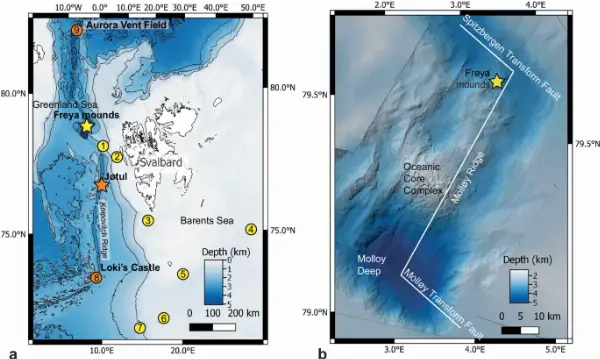 Deep-Sea Gas Hydrate Mounds and Chemosynthetic Fauna Discovered at 3640m on the Molloy Ridge, Greenland Sea